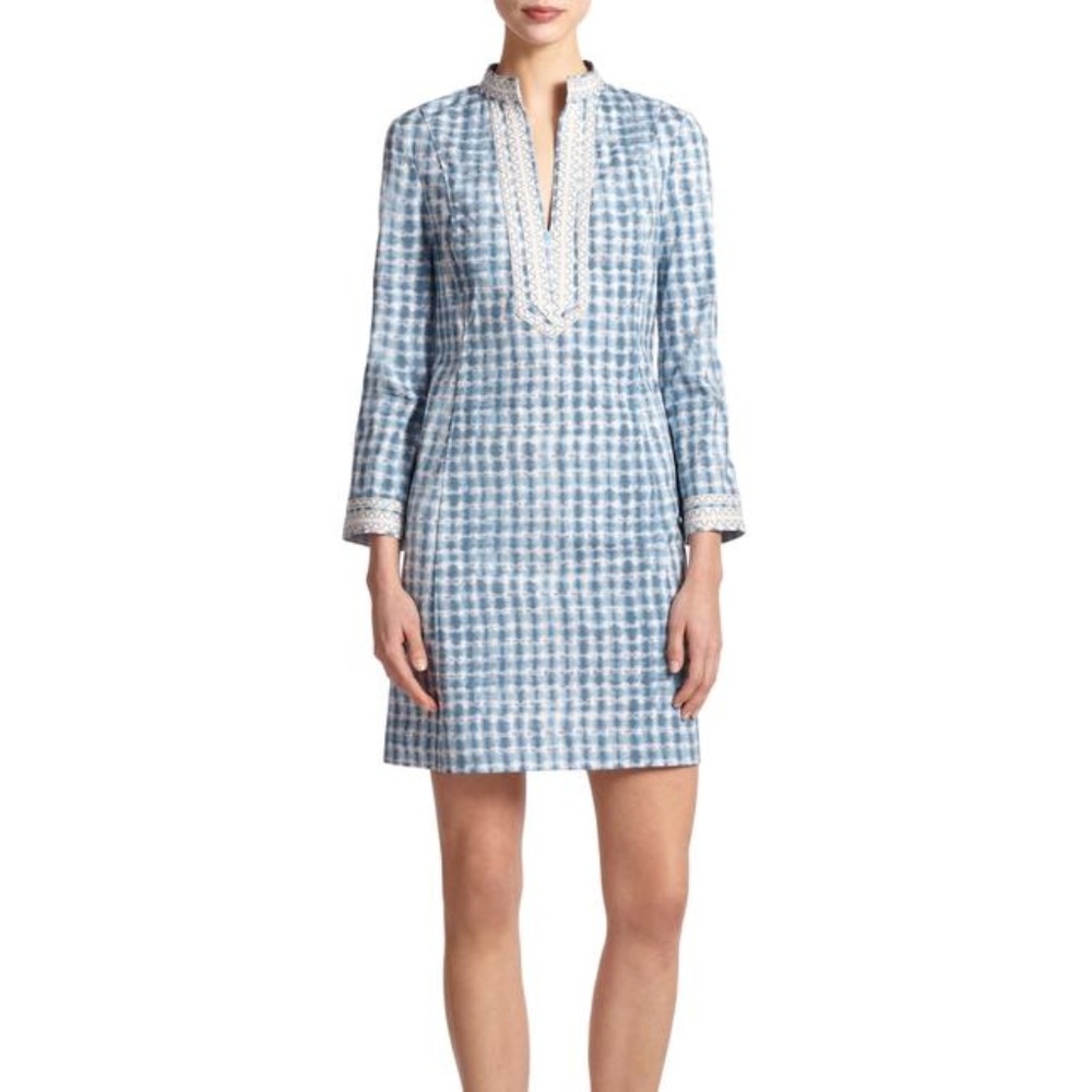 Tory Burch Sonda Blue Mini Tunic Dress 4